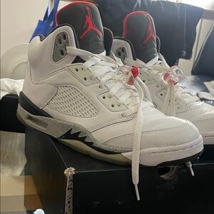 Jordan Athletic Shoes White and Black with Red Accents